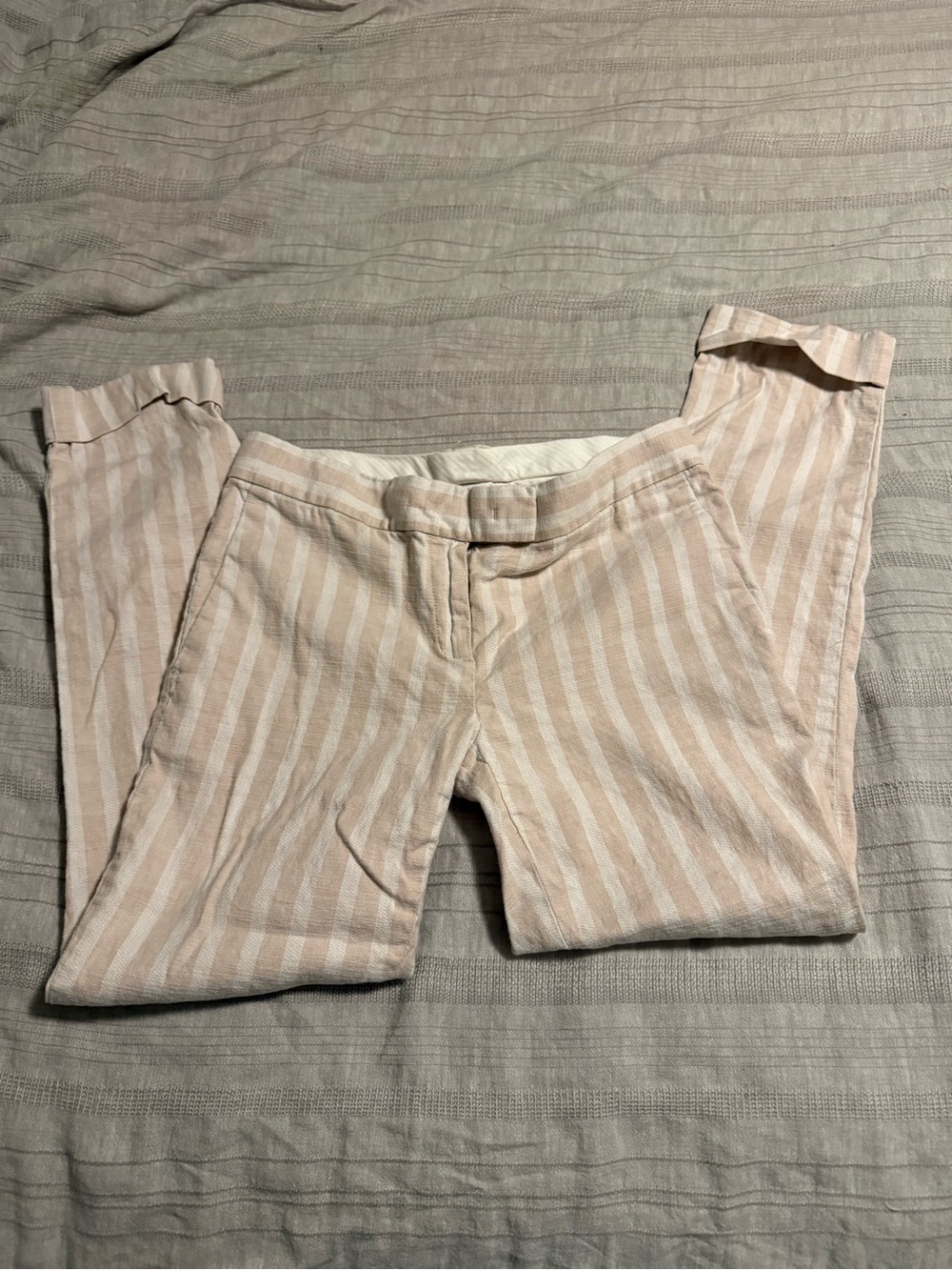 Ann Taylor Striped Beige Women’s Linen-Blend Jeans
